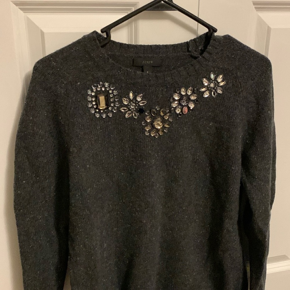 Jcrew grey jewel collar sweater